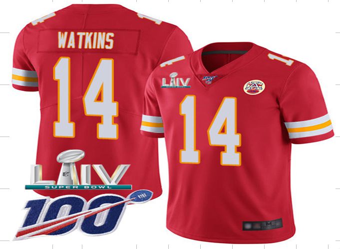 Men Kansas City Chiefs 14 Watkins Red Super Bowl LIV 2020 Stitched NFL Vapor Untouchable Limited Jersey
